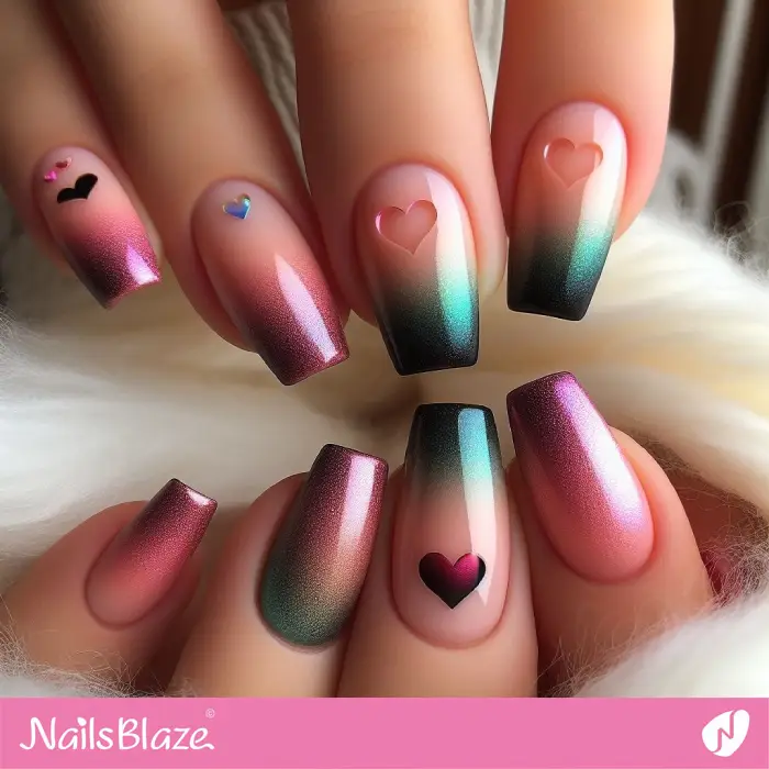 Gradient Hearts Nail Design for February 14 | Valentine Nails - NB2148
